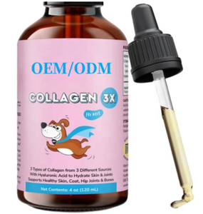 Collagène de qualité supérieure personnalisé pour chiens Soutien liquide pour la peau, le pelage, les hanches et les articulations avec acide hyaluronique et supplément de collagène pour animaux de compagnie - Product Image 1