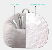 Kursi Sofa Beanbag Desain Modern untuk Luar Ruangan dengan Penutup yang Dapat Dilepas, Tinggi yang Dapat Disesuaikan, Fitur Lipat, Diisi Busa EPS untuk Anak-anak dan Dewasa