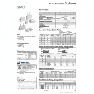 กระบอกเมาท์ฟรี SMC ขนาดเล็ก CUJB8-15D ชิ้นส่วนนิวเมติก - Product Image 1