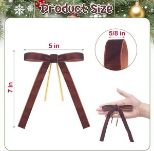 Ornamen Pita Beludru Poliester Coklat 24 PCS Dekorasi Pohon Natal Kecil Lebar 5/8'' 5x7 - Product Image 3