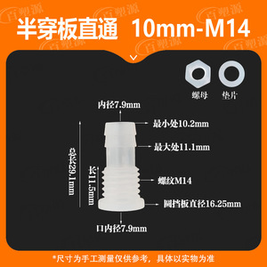 Plastic Conduit Fitting 10-M14 With Nut And <b>Washer</b> Rigid Pipe Connector 1/2 In Thread Size - Product Image 5