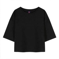 T-shirts courts en coton tricoté respirant à manches courtes pour femme, coupe classique, personnalisables avec logo OEM, couleur unie, décontractés, pour l'été