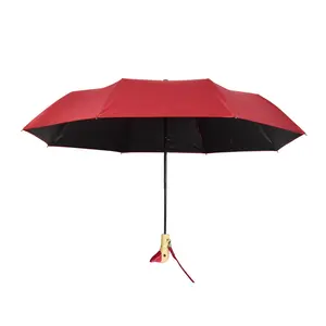 Cute Fashionable Wood Duck Handle Automatic Open Umbrellas With Folding For Wholesale Promotions
