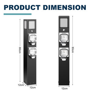 Pilier d'alimentation à double prise en acier inoxydable étanche pour <span class=keywords><strong>jardin</strong></span> extérieur avec capteur de lumière sans fil intelligent et prise de terre étanche - Product Image 2