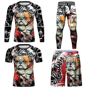 Stampa a sublimazione completa all'ingrosso jiu jitsu mma rash guards pantaloncini da <span class=keywords><strong>boxe</strong></span> Bjj personalizzati pantaloni a compressione maglietta rash guard - Product Image 6