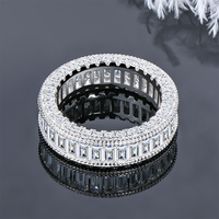 Bague de fiançailles à 3 rangs Bijoux de mariage Bague d'éternité en argent sterling 925 avec zircon pour femmes et filles