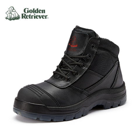Steel Toe Anti-static Waterproof Anti-slip Full Grain Leather Safety Shoes Work Boots Golden Retriever Gr050bk