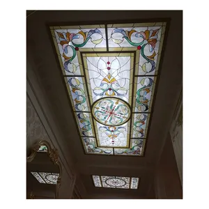 Tigny – plafond lumineux en verre teinté, panneaux de plafond en étain à souder faits à la main, dôme décoratif en verre teinté