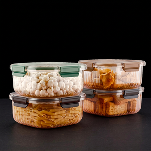 Boîtes de conservation alimentaire empilables avec couvercles à clipser, hermétiques, rectangulaires, pour la préparation des repas en cuisine - Product Image 1