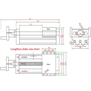 NHK90 SFU1605 100mm Travel Length Ballscrew Sliding Linear Guide Rails CNC Manual Linear Actuator System Module Table