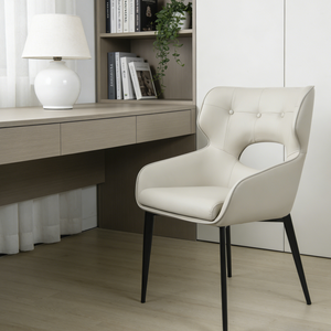 <span class=keywords><strong>Chaise</strong></span> de salle à manger rembourrée de luxe avec design à rivets creux pour restaurant (<span class=keywords><strong>noir</strong></span>/brun/<span class=keywords><strong>beige</strong></span>) - Product Image 1