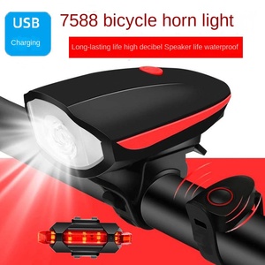 Faro de bicicleta de montaña recargable por USB 7588, accesorios de conducción nocturna con bocina, luz impermeable para coche, cuerpo ABS, tipo de batería AA - Product Image 2