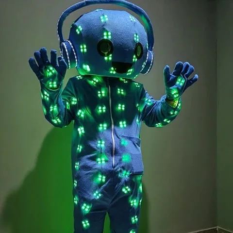 Trajes LED Disfraces luminosos Fiesta Discoteca DJ Mascot Light Up Robot Ropa Etapa Muñeca Cosplay Traje brillante Adultos Mujeres Hombres