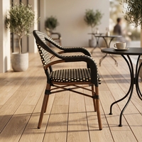 Chaise en rotin PE tressé à la main, légère et moderne, avec structure en aluminium, pour la restauration en plein air, les restaurants, les cafés, les bars, les meubles de patio