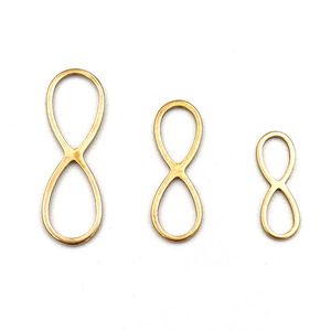 Pendentif creux en forme de huit en acier inoxydable, composant de bijoux doré pour la création de boucles d'oreilles et colliers DIY, formes variées H1059 - Product Image 3