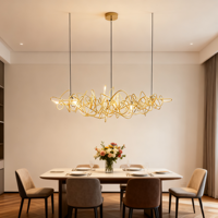 Post-moderne Lumière De Luxe Style Restaurant Long En Acier Inoxydable LED Lustre Or Rose Finition Designer Bar Lustre Modèle