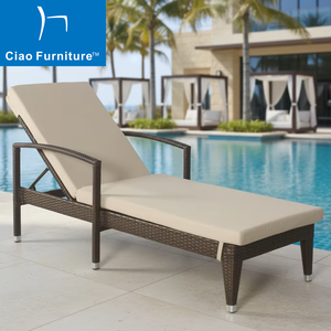 Muebles de Exterior, <span class=keywords><strong>Tumbona</strong></span> de Ratán Sintético Color Marrón Playa para Piscina, <span class=keywords><strong>Tumbona</strong></span> de Mimbre con Cojín - Product Image 1