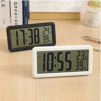 Réveil grand écran Heure Date Température Humidité Affichage LCD Horloge numérique Décoration de la maison Horloges de bureau et de table