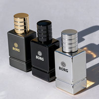 Flacons de parfum en verre transparents de luxe carrés personnalisables avec pulvérisateur, 30ml, 50ml, 100ml, col serti 15mm, pour soins de la peau