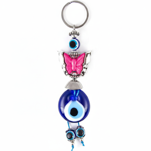 Colorido en forma de mariposa y hecho a mano de vidrio mal de ojo de cuentas clave cadena Hecho en Turquía - Product Image 2
