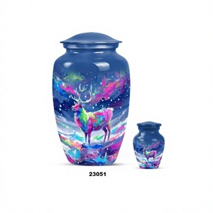 Hermosa urna grande de aluminio para adultos de cremación de alces para cenizas humanas con pequeña bolsa de terciopelo sin urna de recuerdo - Product Image 1