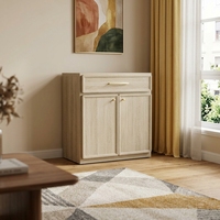 Buffet d'appoint en chêne naturel, directement de l'usine, avec 1 tiroir, 2 portes et étagère réglable, idéal pour la cuisine ou l'entrée.
