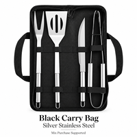 Ensemble d'outils de barbecue en acier inoxydable RTS 4 pièces avec sac de transport, manche tubulaire