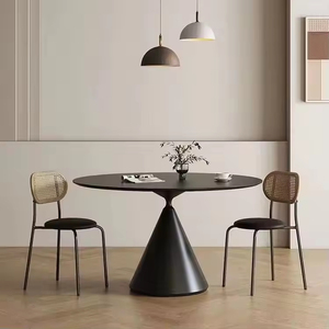 Table de salle à manger moderne Butter avec plateau en pierre frittée et base multifonctionnelle, mobilier de maison - Product Image 3