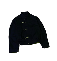 Veste de travail vintage en métal noir à boucles pour homme, style pêcheur, streetwear, veste bomber