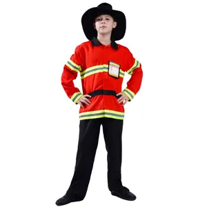 男孩消防员服装儿童角色扮演派对消防员服装万圣节儿童消防员服装