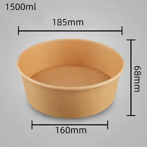 750ml Kraft Paper Material Round Packing Box Oil And Waterproof Open Design Biodegradable