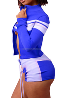 Ensemble short de veste de soutien-gorge de sport à blocs de couleur personnalisés pour femmes 3 pièces; Survêtement d'été avec techniques brodées Fabricant direct
