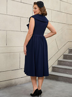 Nouvel arrivage Robe de soirée grande taille vintage avec nœud Robe simple sans manches à taille haute de haute qualité