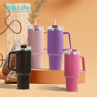 Vaso Térmico de Viaje PYD Life de 40oz con Logo Personalizado, Recubrimiento en Polvo, Taza de Acero Inoxidable de Doble Pared de 40oz con Asa de Plástico Extraíble