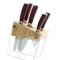 Lot de 15 couteaux de chef de cuisine professionnels en acier inoxydable avec affûteur de bloc et ciseaux