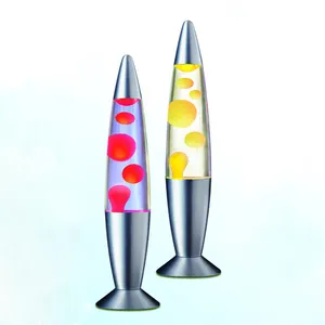 Lámpara de Lava de mesa, cohete, botella de vidrio, base redonda de brillo colorido, cuerpo de aluminio arcoíris, lámpara de mesa led nocturna de lava