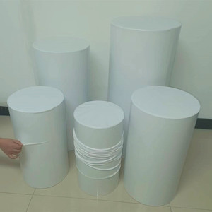 Taplak Meja Bundar Warna Solid Tradisional Elegan, Penutup Meja Kue, Kain Elastis Berkilau, Pernikahan, Ulang Tahun, Produk Baru - Product Image 1