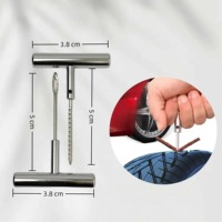 Kit de Reparación de Neumáticos de Coche Portátil de 7 Piezas, Operado a Mano, con Estuche Rígido, Pegamento, Manómetro, Tapones y Herramienta para Pinchazos