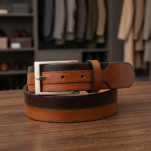 Ceinture pour homme en cuir de vache 100% à prix abordable, personnalisable OEM, avec boucle carrée en acier, style vintage, écologique, durable, robuste, solide, 3,8 cm - Product Image 1