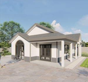 Casa modular de acero de diseño moderno Villas inmobiliarias hechas en fábrica en Texas <span class=keywords><strong>Roadhouse</strong></span> Style - Product Image 1