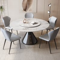 Table de salle à manger légère en pierre de luxe Combinaison de chaises Table tournante moderne simple en marbre pour mobilier d'extérieur