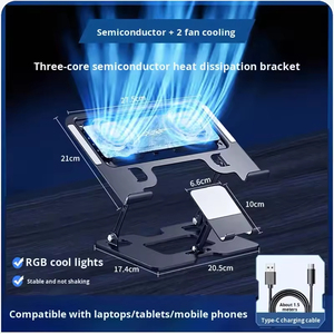 Huyo <b>Laptop</b> Mobile Phone Dual-use Carbon Steel <b>Foldable</b> Cooling Stand with Fan Silent Gaming Heightening Air-cooling - Product Image 5