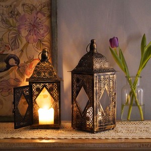 Lanterna Marocchina Ferro Traforato Portacandele Vintage Festa Ambiente Decorazione Casa Artigianato - Product Image 4