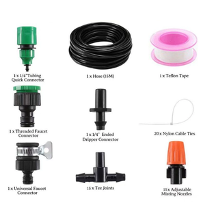 Sistem Penyiraman Taman Otomatis DIY 15m dengan 15 Nozel Plastik Oranye, Kit Irigasi Tetes & Semprot - Product Image 3