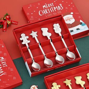 Ensemble de couverts métalliques de Noël, comprenant des cuillères et des fourchettes pour le café, le thé, les desserts, accessoires de fête dans un coffret cadeau élégant - Product Image 4