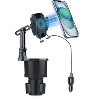 Cargador inalámbrico para coche 3 en 1, actualización de portavasos, cargador de 15W, portavasos para coche, soporte para teléfono con Base ajustable para teléfonos inteligentes