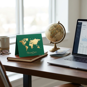 Tarjetas de Agradecimiento con <span class=keywords><strong>Mapa</strong></span> de Constelaciones en Verde Esmeralda, Papel Plateado con Relieve, Impresión Personalizada, Tarjetas de Regalo Corporativas para Bodas, al por Mayor - Product Image 3