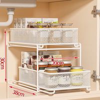 Étagère de rangement multi-niveaux sous l'évier, conçue pour le rangement des plats, des bols et des condiments dans les armoires de cuisine