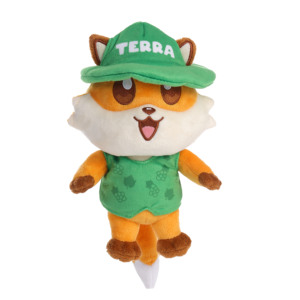 ตุ๊กตาหมาจิ้งจอกสีเขียว TERRA พร้อมหมวกสีเขียว, เสื้อกั๊กลายองุ่น, ตุ๊กตาหมาจิ้งจอกน่ารัก, ตุ๊กตาหมาจิ้งจอกสีส้มการ์ตูนพร้อมหมวก TERRA - Product Image 1