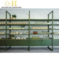 Armoire de présentation murale de haute qualité, bon marché, en métal et en bois, à compartiments multiples, pour les petits espaces, soins de la peau